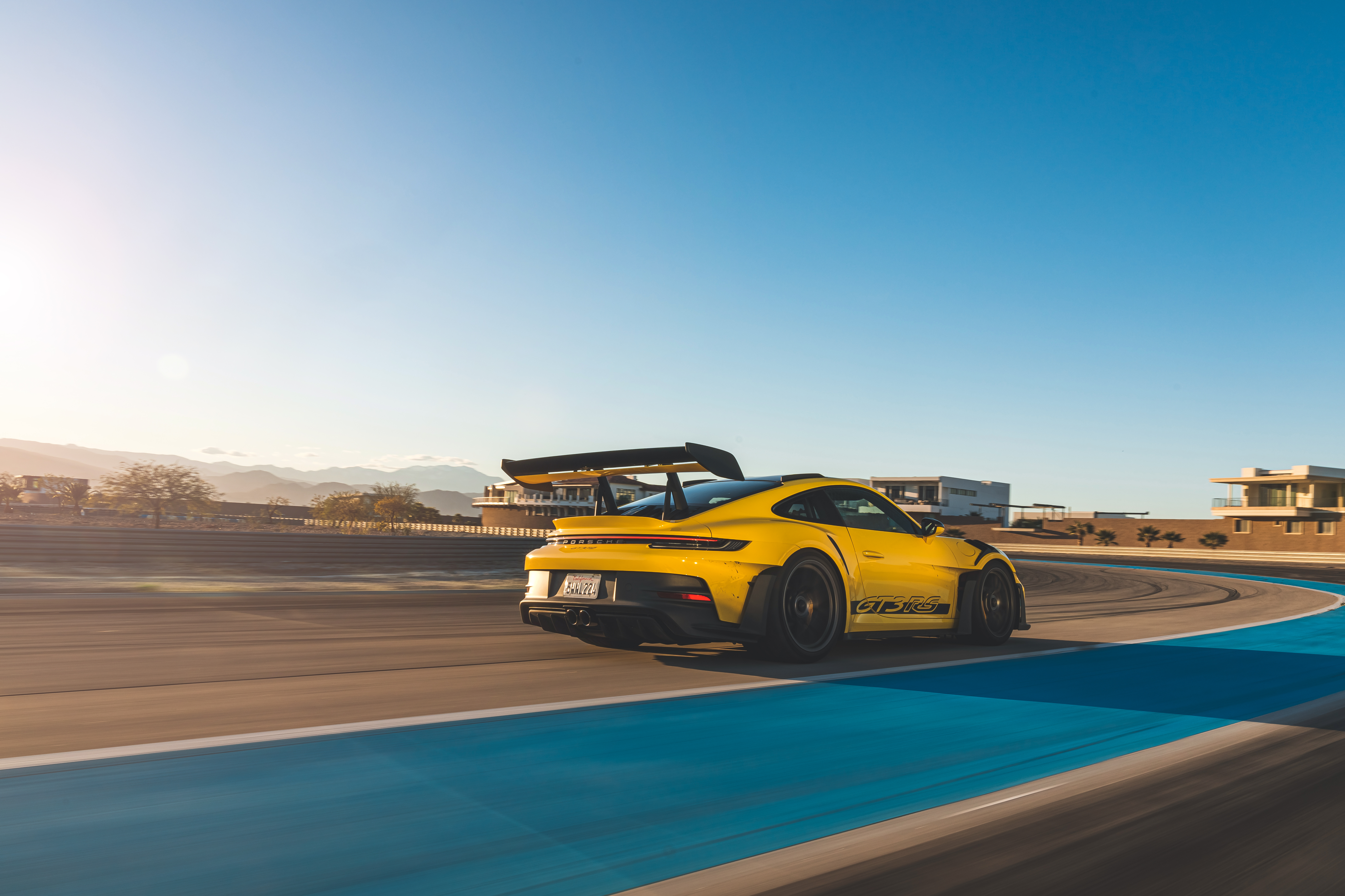 Porsche GT3RS Weissach from the rear. 
